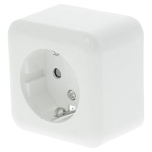 Q-Link contactdoos opbouw 1-voudig met kind-aanraakbeveiliging randaarde polarwit 00.947.03