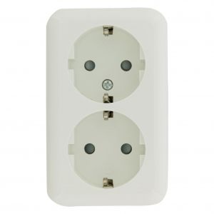 Q-Link contactdoos opbouw 2-voudig met kind-aanraakbeveiliging randaarde polarwit 00.947.07