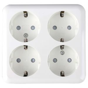 Q-Link contactdoos opbouw 4-voudig randaarde vierkant polarwit 00.947.76