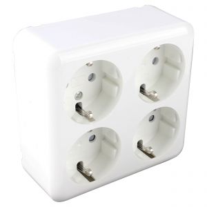 Q-Link contactdoos opbouw 4-voudig randaarde vierkant polarwit 00.947.76