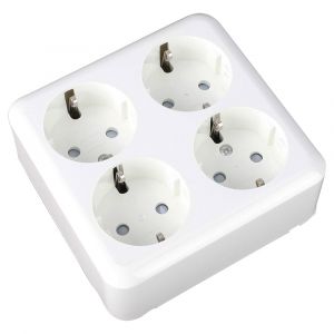 Q-Link contactdoos opbouw 4-voudig randaarde vierkant polarwit 00.947.76