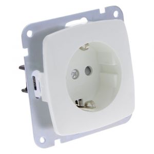 Q-Link contactdoos 1-voudig randaarde met kind-aanraakbeveiliging polarwit 01.064.26