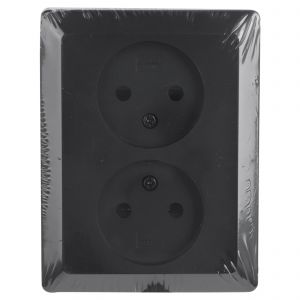 Q-Link contactdoos inbouw 2-voudig met kind-aanraakbeveiliging zwart 01.094.49