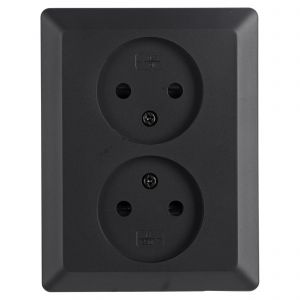 Q-Link contactdoos inbouw 2-voudig met kind-aanraakbeveiliging zwart 01.094.49