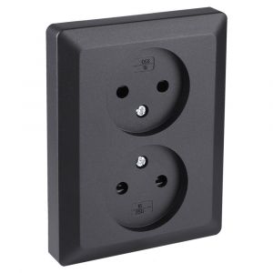 Q-Link contactdoos inbouw 2-voudig met kind-aanraakbeveiliging zwart 01.094.49