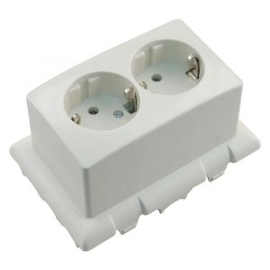 Attema montagedeksel met wandcontactdoos 2V randaarde voor universele lasdoos crème 01.476.03