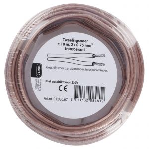 Q-Link tweelingsnoer zwakstroom tot 42 volt 2x0,75 mm2 10 m transparant 03.030.67