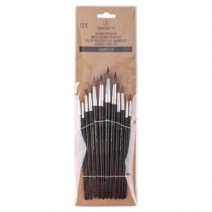 Copenhagen Pro aquarelpenselen set maat 1-12 geitenhaar FSC zwart gelakte houten steel 12 delig 23.149.52