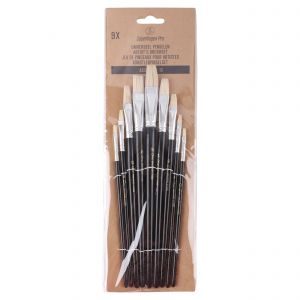 Copenhagen Pro universeel penselen set maat 0-16 wit Chinees varkenshaar FSC zwart gelakte houten steel 9 delig 23.149.53