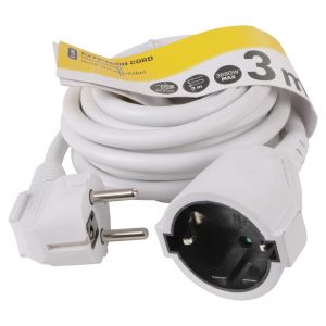 Q-Link verlengsnoer vinylkabel randaarde maximaal 3500 W 3x1,5 mm2 3 m wit 55.204.02