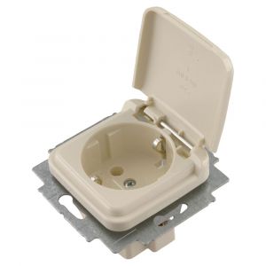 Busch-Jaeger SI contactdoos inbouw 1-voudig randaarde crème 66.000.44