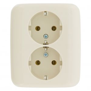 Busch-Jaeger SI contactdoos inbouw 2-voudig randaarde crème 66.000.50