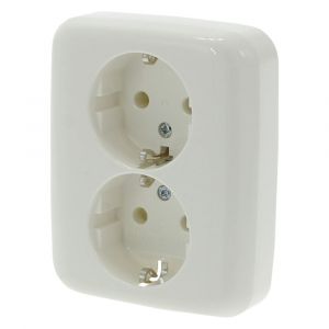 Busch-Jaeger SI contactdoos inbouw 2-voudig randaarde crème 66.000.50
