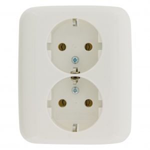 Busch-Jaeger Relfex contactdoos inbouw 2-voudig randaarde polarwit los 66.001.50