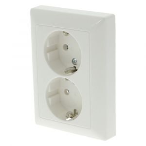 Jung AS500 contactdoos inbouw 2-voudig randaarde polarwit 66.003.50