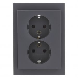 Berker K1 contactdoos inbouw 2-voudig randaarde antraciet 66.022.51