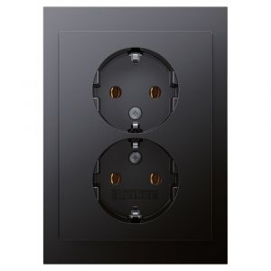 Berker K1 contactdoos inbouw 2-voudig randaarde antraciet 66.022.51