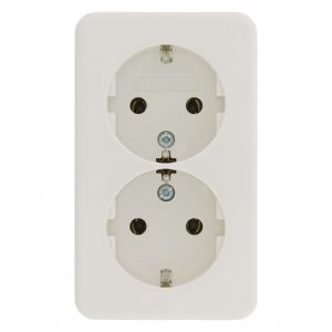 Berker AP contactdoos opbouw 2-voudig randaarde polarwit 66.026.50