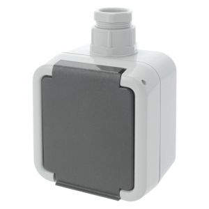 Peha contactdoos opbouw 1-voudig randaarde wartel M20 grijs 66.028.42