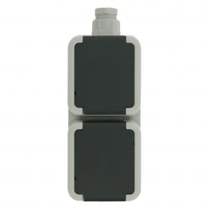Peha contactdoos opbouw 2-voudig verticaal randaarde wartel M20 grijs 66.028.50