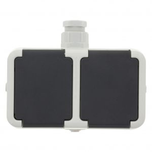 Peha contactdoos opbouw 2-voudig horizontaal randaarde wartel M20 grijs 66.028.51