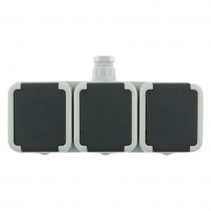Peha contactdoos opbouw 3-voudig horizontaal randaarde wartel M20 grijs 66.028.55