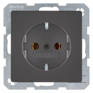Berker Q1 contactdoos inbouw 1-voudig randaarde antraciet 66.045.42