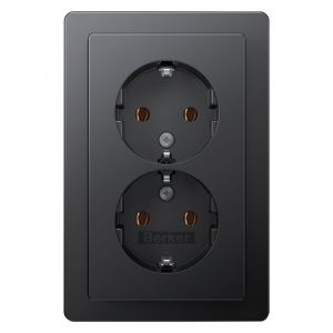 Berker Q1 contactdoos inbouw 2-voudig randaarde antraciet 66.045.51