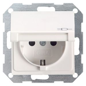 Gira System 55 contactdoos inbouw 1-voudig randaarde met klep polarwit 66.051.44