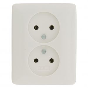 Gira System 55 contactdoos inbouw 2-voudig polarwit 66.051.49