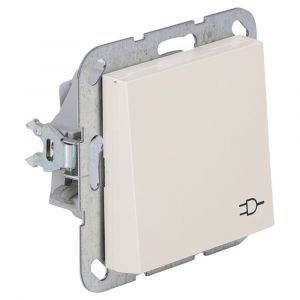 Gira System 55 contactdoos inbouw 1-voudig randaarde met klep crème 66.052.44