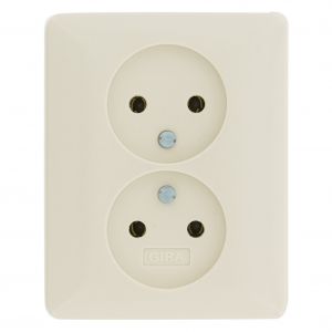 Gira System 55 contactdoos inbouw 2-voudig crème 66.052.49