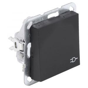 Gira E2 contactdoos inbouw 1-voudig randaarde met kiep zwart 66.053.44