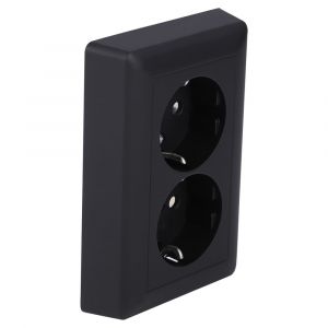 Gira E2 contactdoos inbouw 2-voudig randaarde zwart 66.053.50