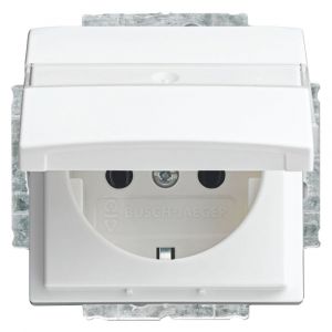 Busch-Jaeger Balance contactdoos inbouw 1-voudig randaarde met klep polarwit 66.054.44