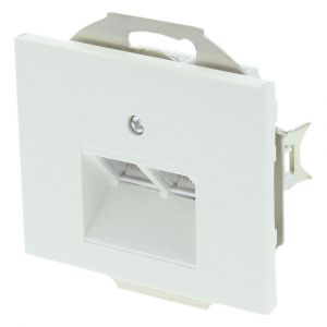 Berker K1 contactdoos telefoon-data inbouw CAT6A 2x 8-polig voor afdekraam polarwit 54.020.65