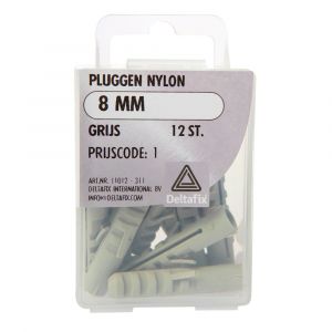 Deltafix nylon plug grijs 8 mm blister 12 stuks 11012