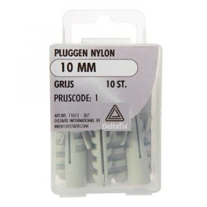 Deltafix nylon plug grijs 10 mm blister 10 stuks 11013