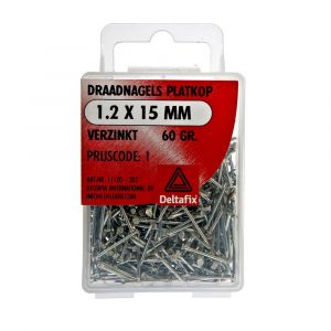 Deltafix draadnagel platkop verzinkt 1.0x15 mm DIN 1151B 60 g 11120