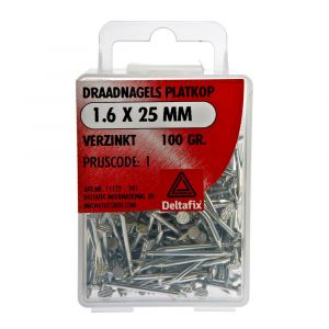 Deltafix draadnagel platkop verzinkt 1.6x25 mm DIN 1151B 100 g 11122