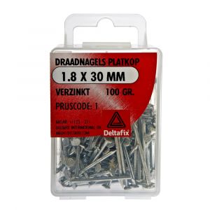 Deltafix draadnagel platkop verzinkt 1.8x30 mm DIN 1151B 100 g 11123