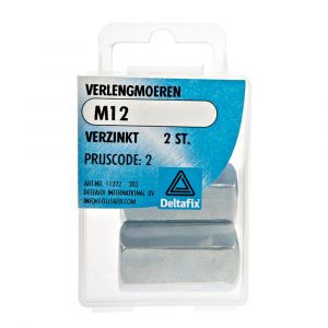 Deltafix verlengmoer verzinkt M12 DIN 6334 blister 2 stuks 11322