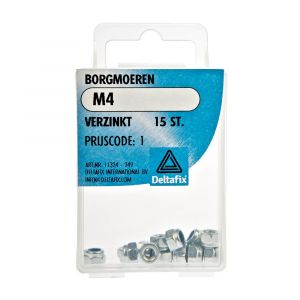 Deltafix borgmoer verzinkt M4 DIN 985 blister 15 stuks 11324