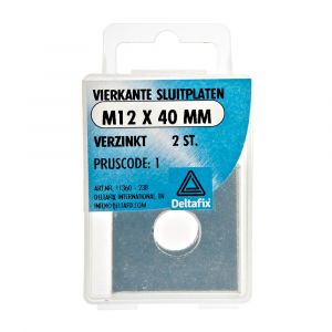 Deltafix sluitplaat vierkant verzinkt M12x40x3 mm DIN 436 blister 2 stuks 11360