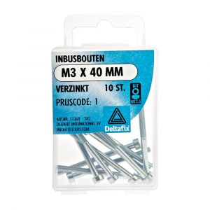 Deltafix inbusbout cilinderkop verzinkt M3x40 mm DIN 912 blister 10 stuks 11368