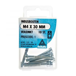 Deltafix inbusbout cilinderkop verzinkt M4x30 mm DIN 912 blister 10 stuks 11370