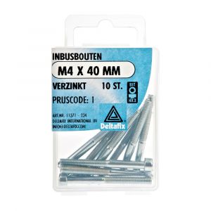 Deltafix inbusbout cilinderkop verzinkt M4x40 mm DIN 912 blister 10 stuks 11371