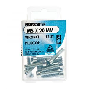 Deltafix inbusbout cilinderkop verzinkt M5x20 mm DIN 912 blister 12 stuks 11373