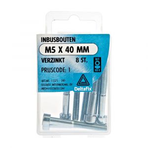 Deltafix inbusbout cilinderkop verzinkt M5x40 mm DIN 912 blister 8 stuks 11375