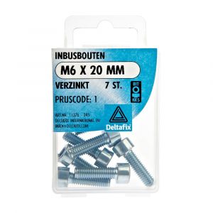 Deltafix inbusbout cilinderkop verzinkt M6x20 mm DIN 912 blister 7 stuks 11376